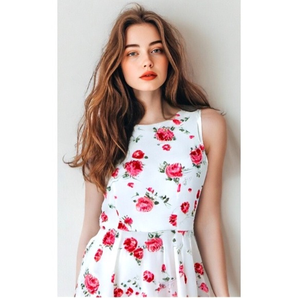 Laura Ashley Dresses & Skirts - Laura Ashley Dress Womens Size Medium 8 Midi A-Line White Red Sleeveless EUC